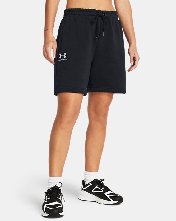 Women's UA Icon Fleece Boyfriend Shorts, Black, pdpMainDesktop image number 0